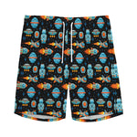 Astronaut And Space Pixel Pattern Print Men's Sports Shorts