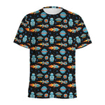 Astronaut And Space Pixel Pattern Print Men's Sports T-Shirt