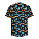 Astronaut And Space Pixel Pattern Print Men's Sports T-Shirt