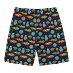 Astronaut And Space Pixel Pattern Print Men's Swim Trunks