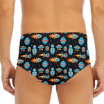 Astronaut And Space Pixel Pattern Print Men's Triangle Swim Briefs