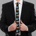 Astronaut And Space Pixel Pattern Print Necktie