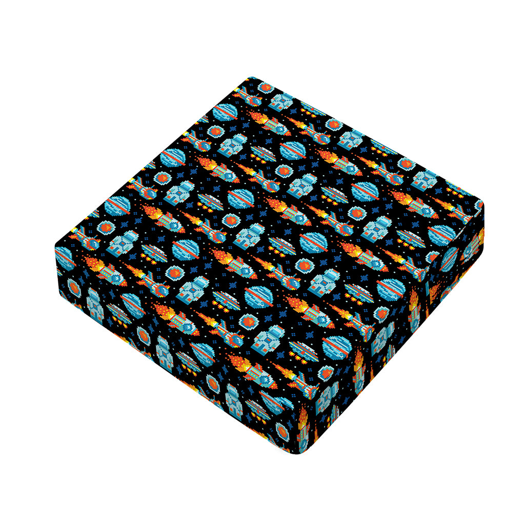Astronaut And Space Pixel Pattern Print Outdoor Seat Cushion Cover