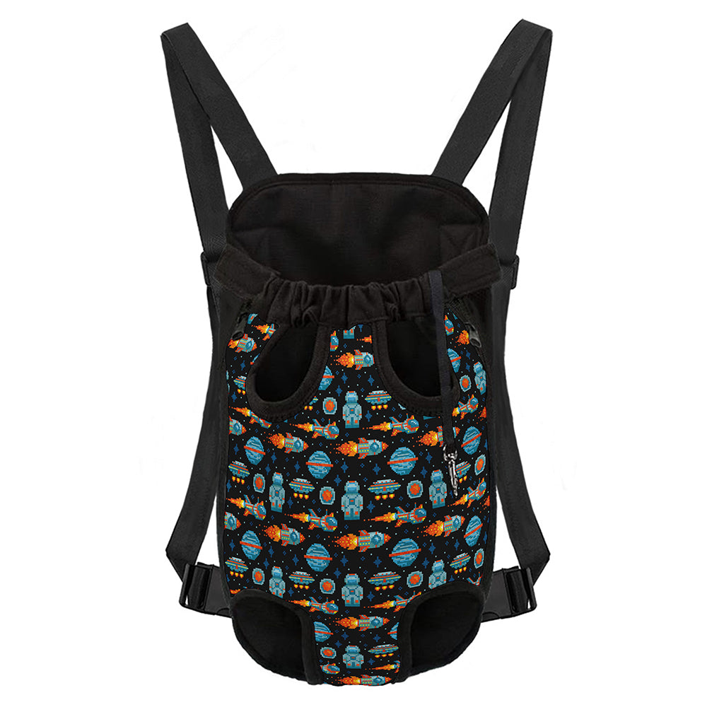 Astronaut And Space Pixel Pattern Print Pet Carrier Backpack