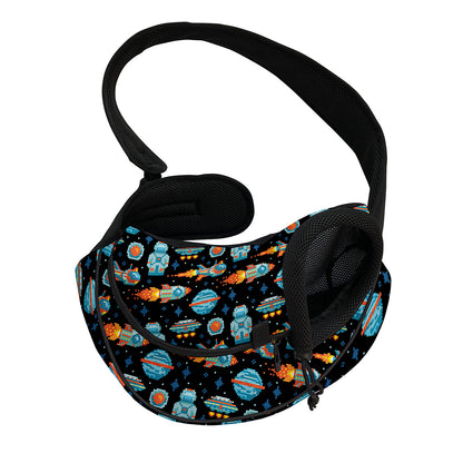 Astronaut And Space Pixel Pattern Print Pet Sling Carrier