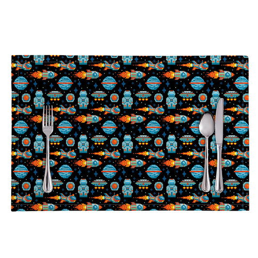 Astronaut And Space Pixel Pattern Print Placemat
