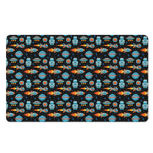Astronaut And Space Pixel Pattern Print Polyester Doormat