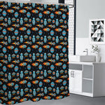 Astronaut And Space Pixel Pattern Print Premium Shower Curtain