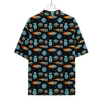 Astronaut And Space Pixel Pattern Print Rayon Hawaiian Shirt