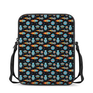 Astronaut And Space Pixel Pattern Print Rectangular Crossbody Bag