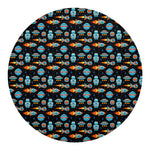 Astronaut And Space Pixel Pattern Print Round Blanket