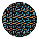 Astronaut And Space Pixel Pattern Print Round Floor Mat