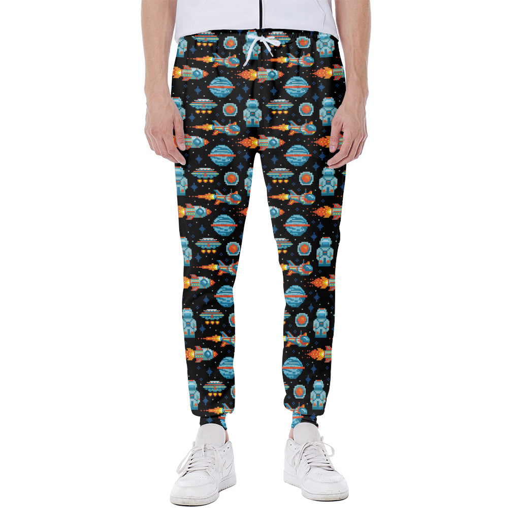 Astronaut And Space Pixel Pattern Print Scuba Joggers
