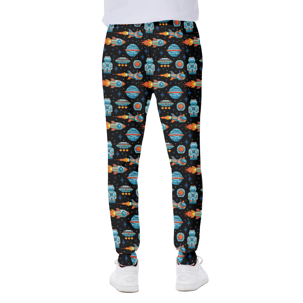 Astronaut And Space Pixel Pattern Print Scuba Joggers