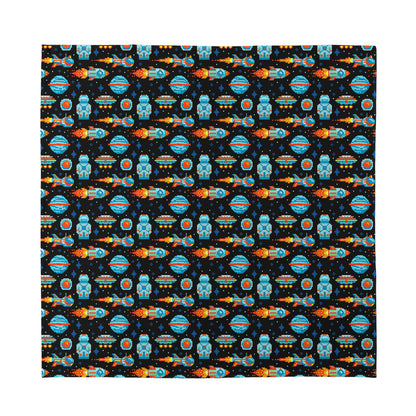 Astronaut And Space Pixel Pattern Print Silk Bandana