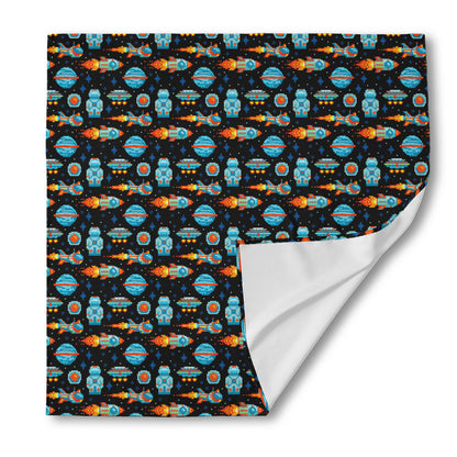 Astronaut And Space Pixel Pattern Print Silk Bandana
