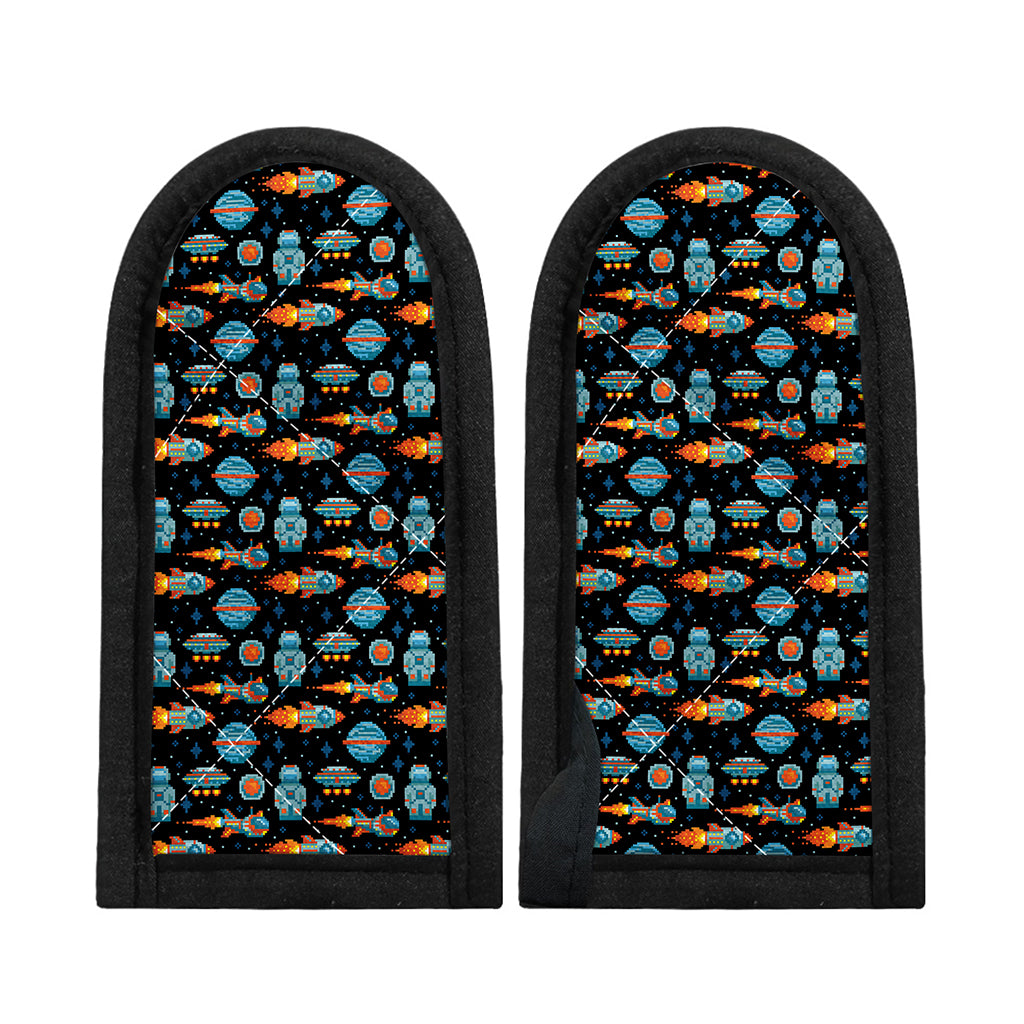 Astronaut And Space Pixel Pattern Print Skillet Handle Cover