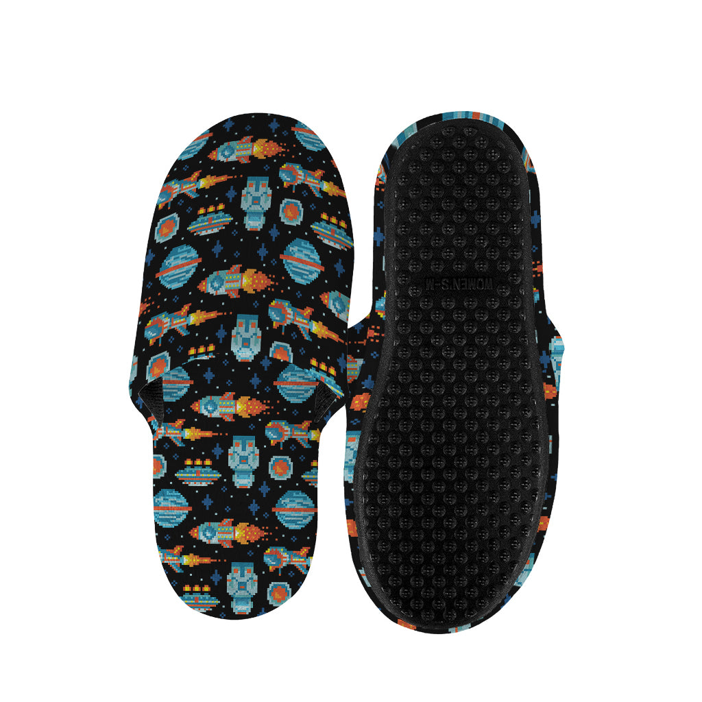 Astronaut And Space Pixel Pattern Print Slippers