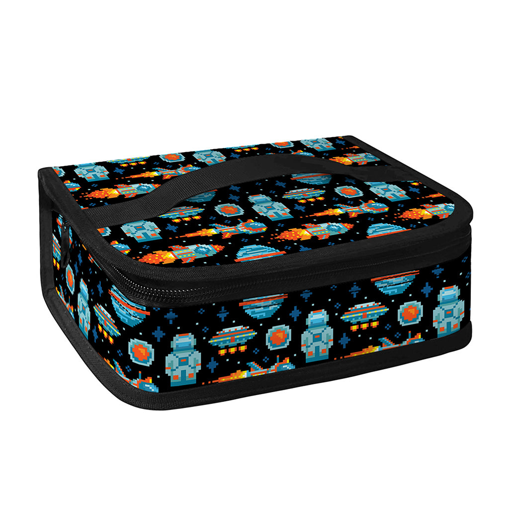 Astronaut And Space Pixel Pattern Print Small Lunch Bag