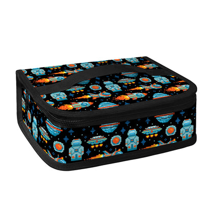 Astronaut And Space Pixel Pattern Print Small Lunch Bag