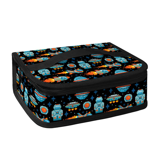 Astronaut And Space Pixel Pattern Print Small Lunch Bag