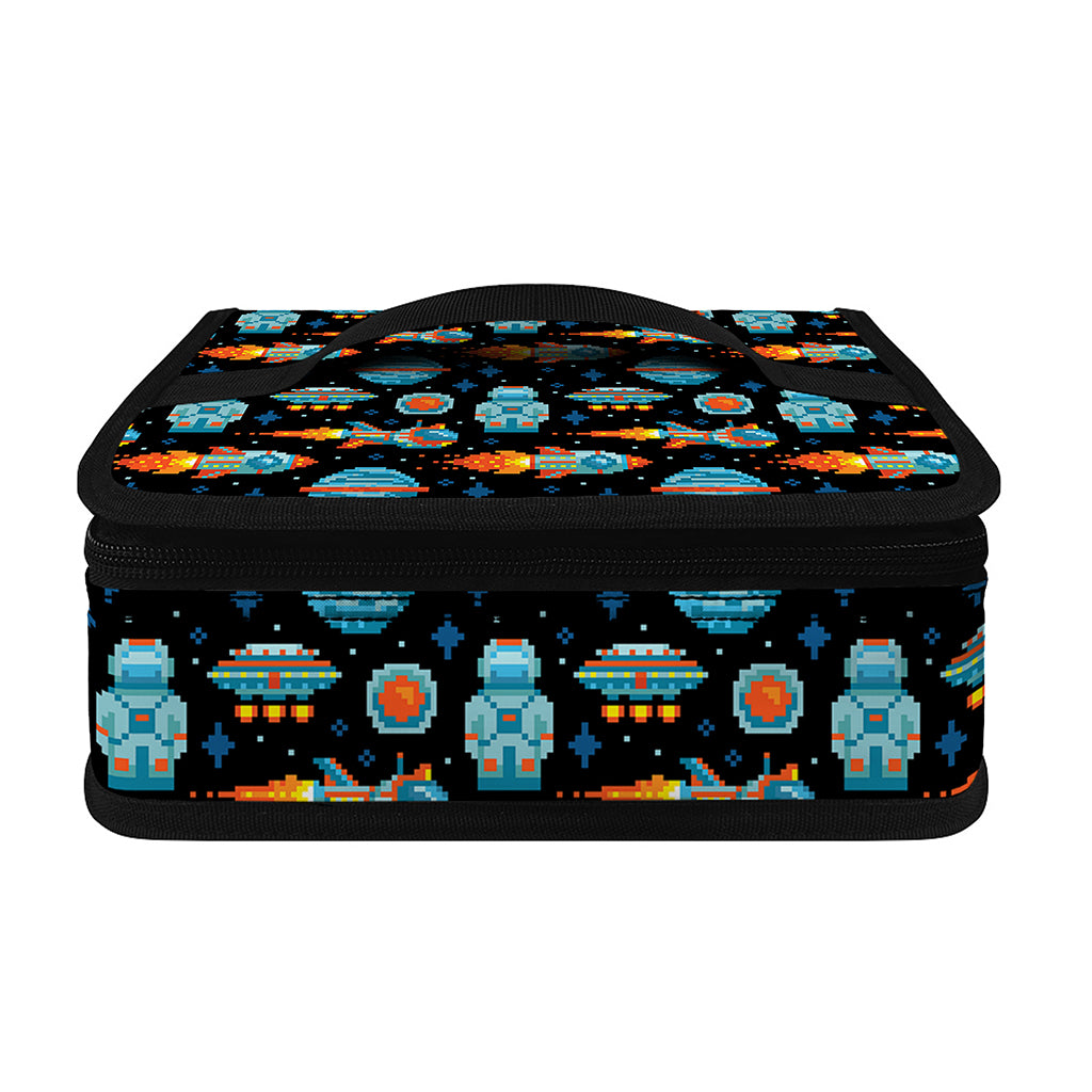 Astronaut And Space Pixel Pattern Print Small Lunch Bag