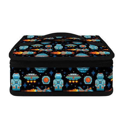 Astronaut And Space Pixel Pattern Print Small Lunch Bag
