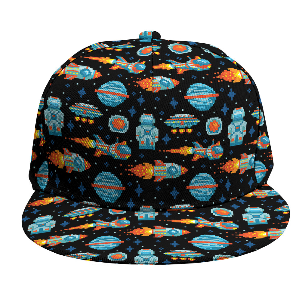 Astronaut And Space Pixel Pattern Print Snapback Cap