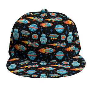 Astronaut And Space Pixel Pattern Print Snapback Cap