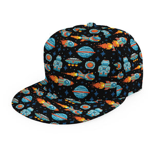 Astronaut And Space Pixel Pattern Print Snapback Cap