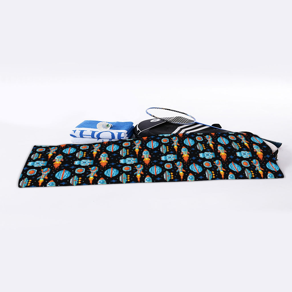 Astronaut And Space Pixel Pattern Print Sports Towel