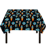 Astronaut And Space Pixel Pattern Print Tablecloth