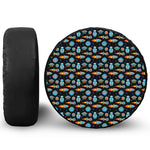 Astronaut And Space Pixel Pattern Print Tire Cover