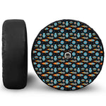 Astronaut And Space Pixel Pattern Print Tire Cover With Camera Hole