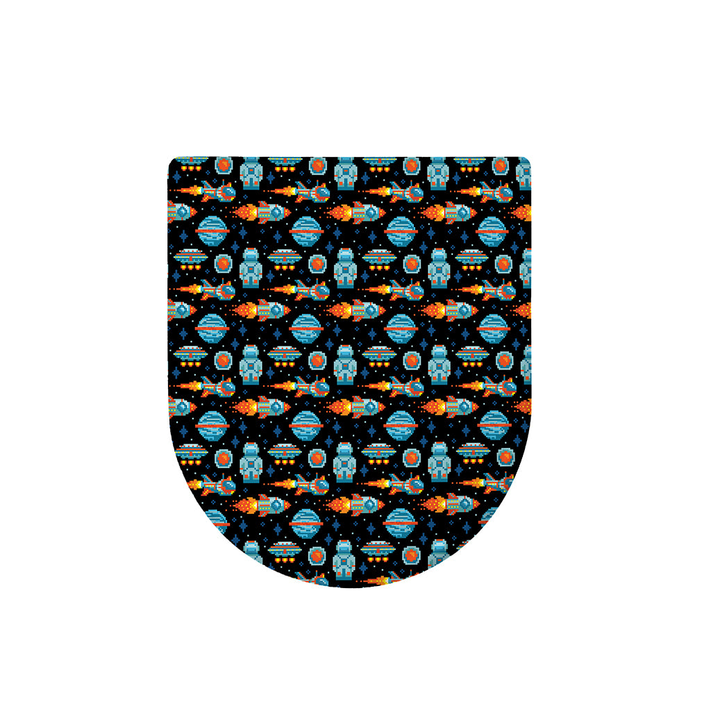 Astronaut And Space Pixel Pattern Print Toilet Lid Cover