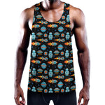 Astronaut And Space Pixel Pattern Print Training Tank Top