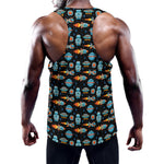 Astronaut And Space Pixel Pattern Print Training Tank Top
