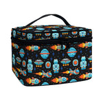 Astronaut And Space Pixel Pattern Print Travel Makeup Bag