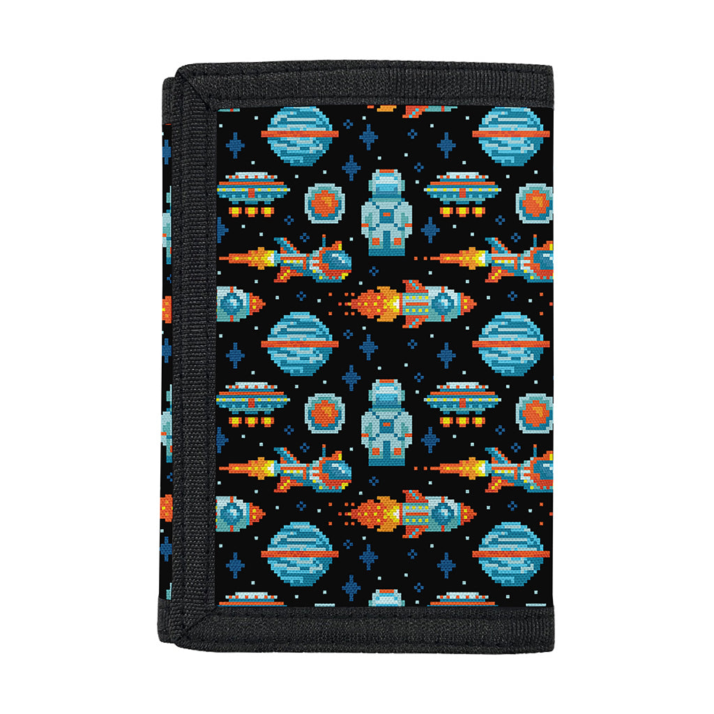 Astronaut And Space Pixel Pattern Print Trifold Wallet