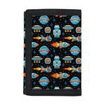 Astronaut And Space Pixel Pattern Print Trifold Wallet