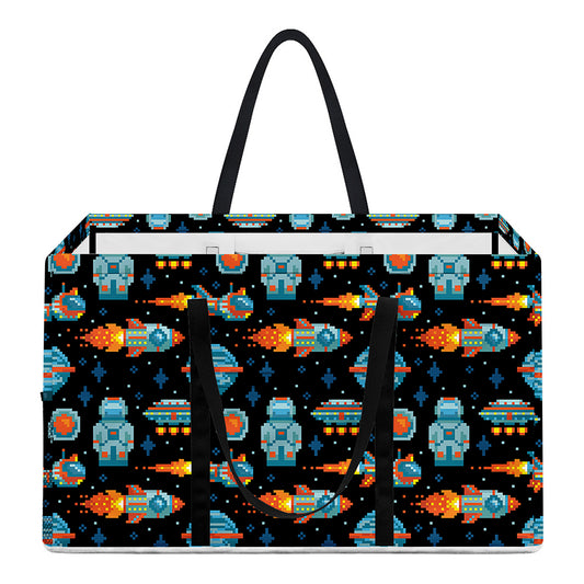 Astronaut And Space Pixel Pattern Print Utility Tote Bag