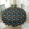 Astronaut And Space Pixel Pattern Print Waterproof Round Tablecloth