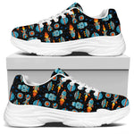 Astronaut And Space Pixel Pattern Print White Chunky Shoes