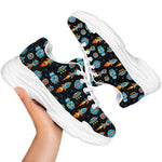 Astronaut And Space Pixel Pattern Print White Chunky Shoes