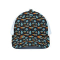 Astronaut And Space Pixel Pattern Print White Mesh Trucker Hat