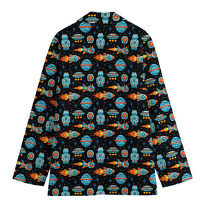 Astronaut And Space Pixel Pattern Print Women's Blazer