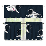 Astronaut Couple In Space Print 3 Piece Kitchen Curtains