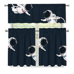 Astronaut Couple In Space Print 3 Piece Kitchen Curtains