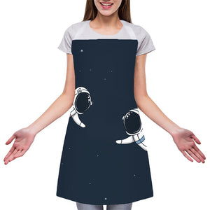 Astronaut Couple In Space Print Adjustable Apron