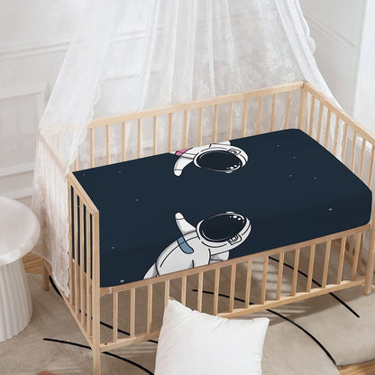 Astronaut Couple In Space Print Baby Crib Sheet